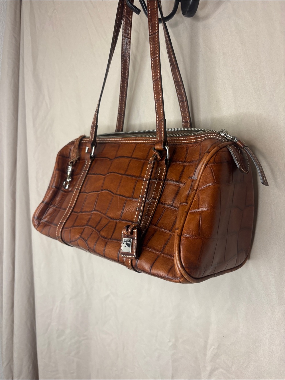 Dooney & Bourke Croc-Embossed Leather Wristlet in Chestnut Brown - Picture 4 of 7